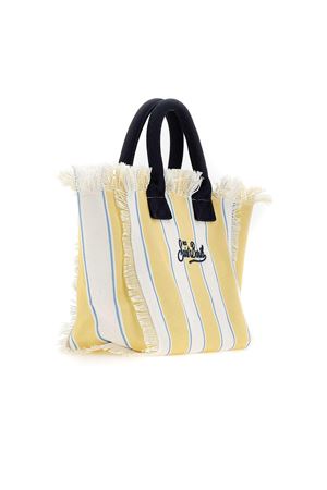 Borsa in canvas di cotone giallo e bianco SAINT BARTH KIDS | COL000102600L